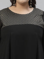 Thumbnail for Sztori Plus Size Ethnic Motif Foil Printed Straight Georgette Kurta with Trousers - Distacart