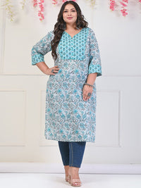 Thumbnail for Swasti Plus Size Floral Printed Pure Cotton Kurta