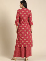 Thumbnail for All About You Women Red Ethnic Motifs Printed Kurta with Palazzos - Distacart