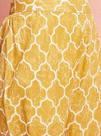 Thumbnail for Aks Abstract Printed V-Neck Pure Cotton Kurta with Trousers - Distacart