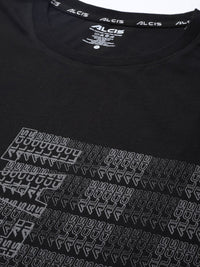 Thumbnail for Alcis Men Black & White Typography Printed Slim Fit Training or Gym T-shirt - Distacart