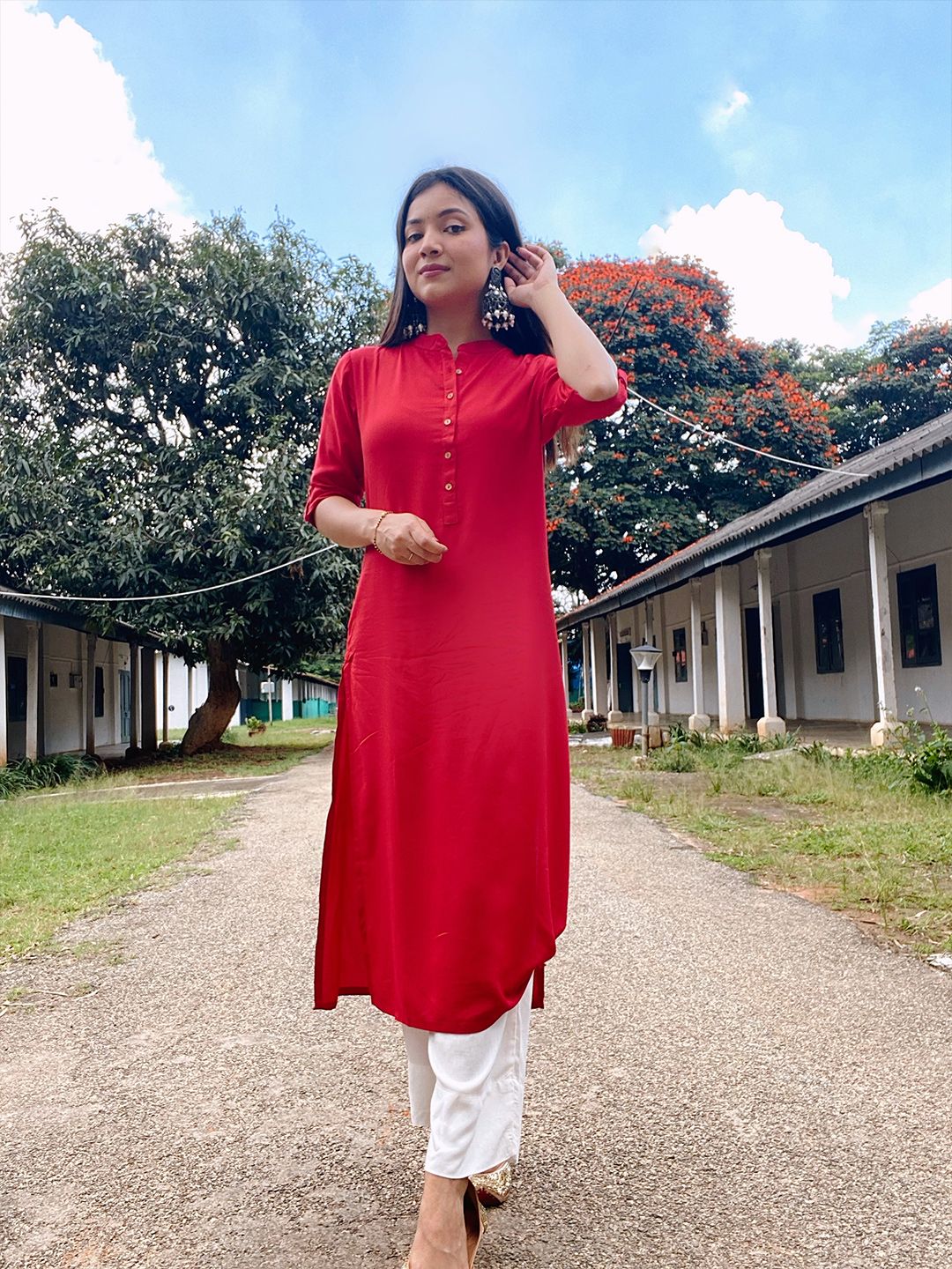 Vishudh Women Red Solid Straight Kurta - Distacart