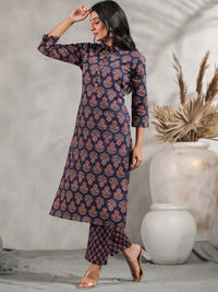 Thumbnail for Anubhutee Ethnic Motifs Printed Shirt Collar Pure Cotton Kurta with Trousers - Distacart
