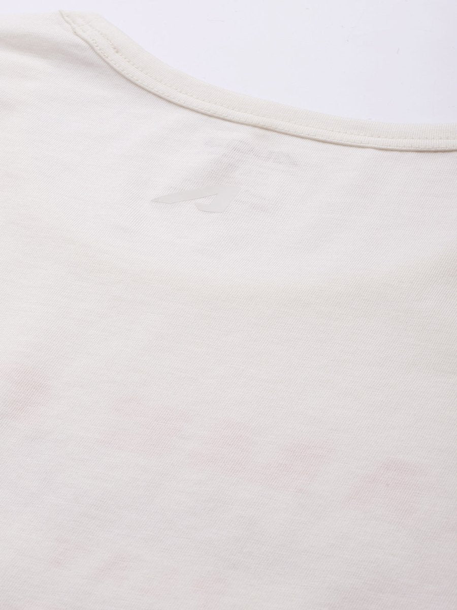 Alcis Men Off White Typography Printed Slim Fit Gym T-shirt - Distacart