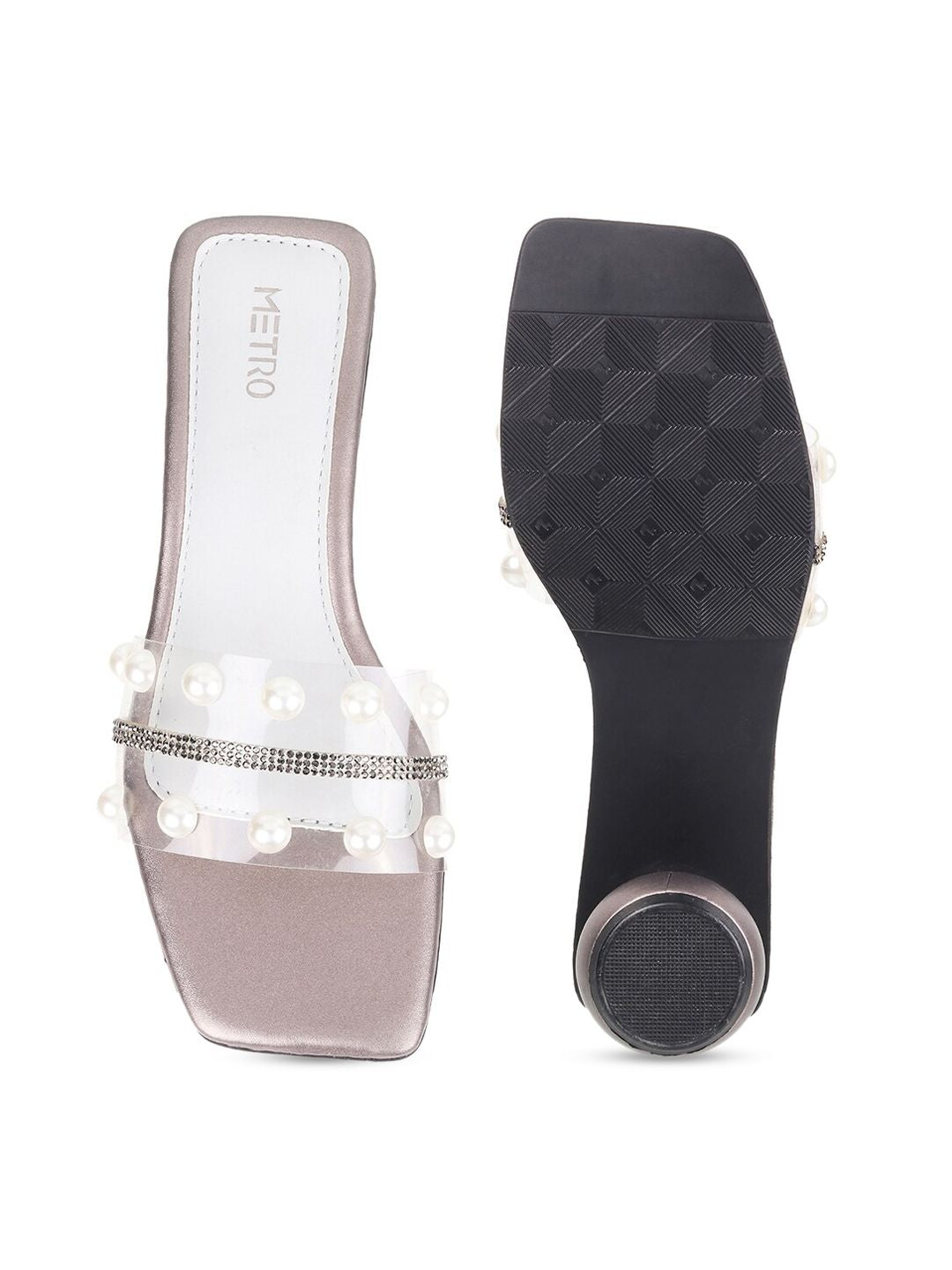 Metro Embellished Square Toe Block Mules