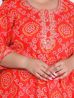 Thumbnail for Swasti Plus Size Bandhani Printed Embroidered Maxi Gown - Distacart