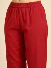 Thumbnail for Anouk Red & White Bandhani Print Mirror Work Cotton Straight Kurta Trousers Dupatta - Distacart