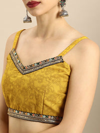 Thumbnail for Anouk Sea Green & Yellow Pure Georgette Floral Printed Saree - Distacart