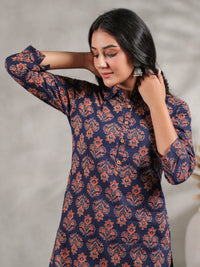 Thumbnail for Anubhutee Ethnic Motifs Printed Shirt Collar Pure Cotton Kurta with Trousers - Distacart