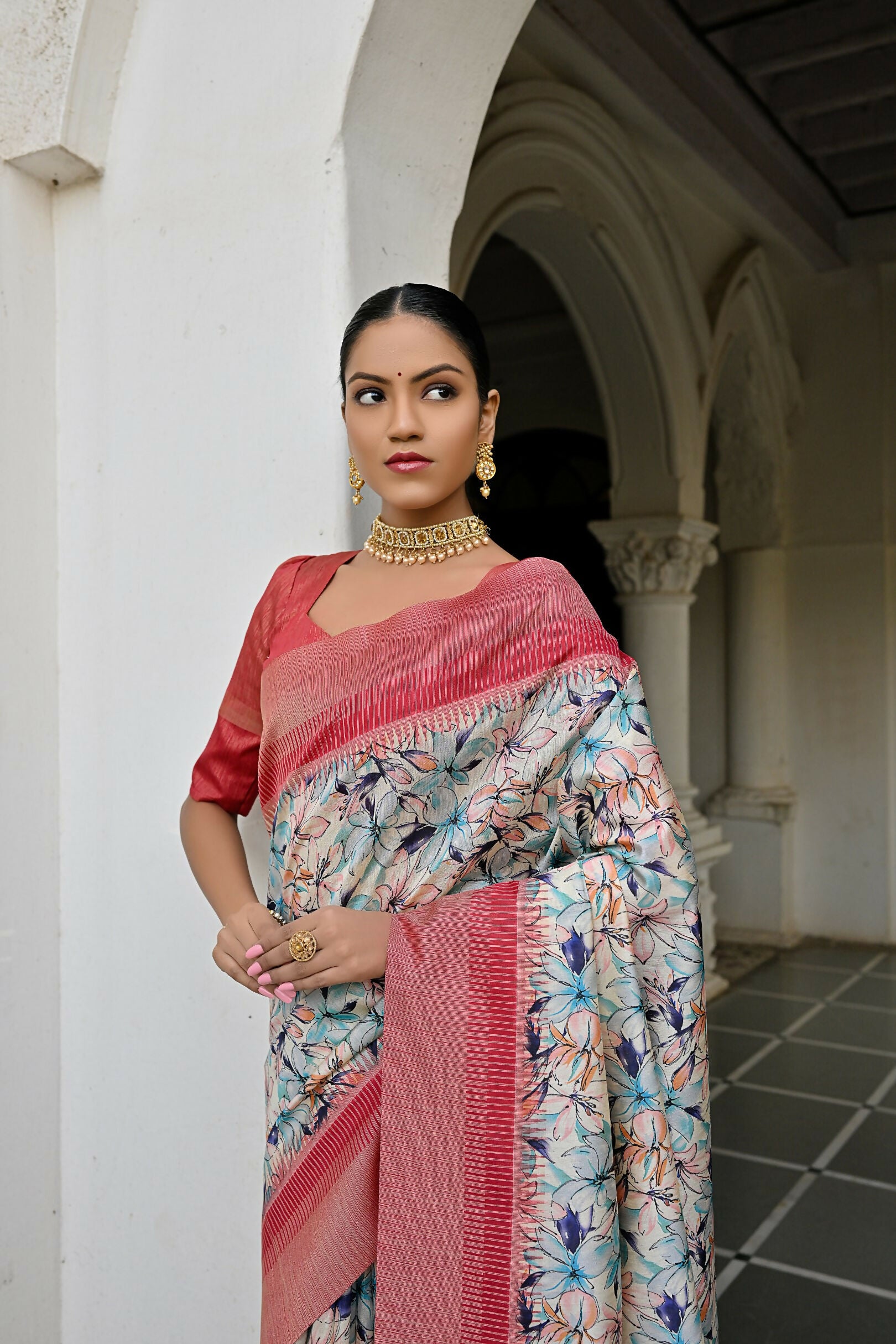 Vishnu Weaves Women's Blue Banarasi Silk Saree with Blouse - Distacart