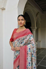 Thumbnail for Vishnu Weaves Women's Blue Banarasi Silk Saree with Blouse - Distacart