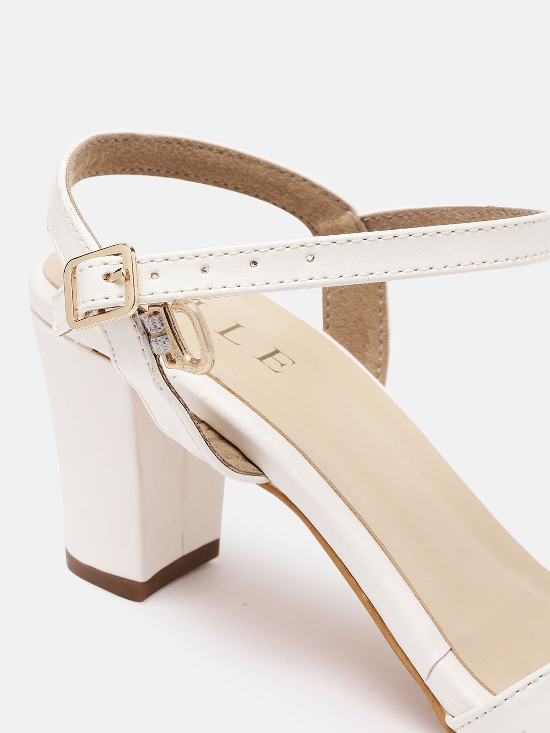 ELLE White Solid Block Heels