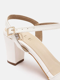 Thumbnail for ELLE White Solid Block Heels