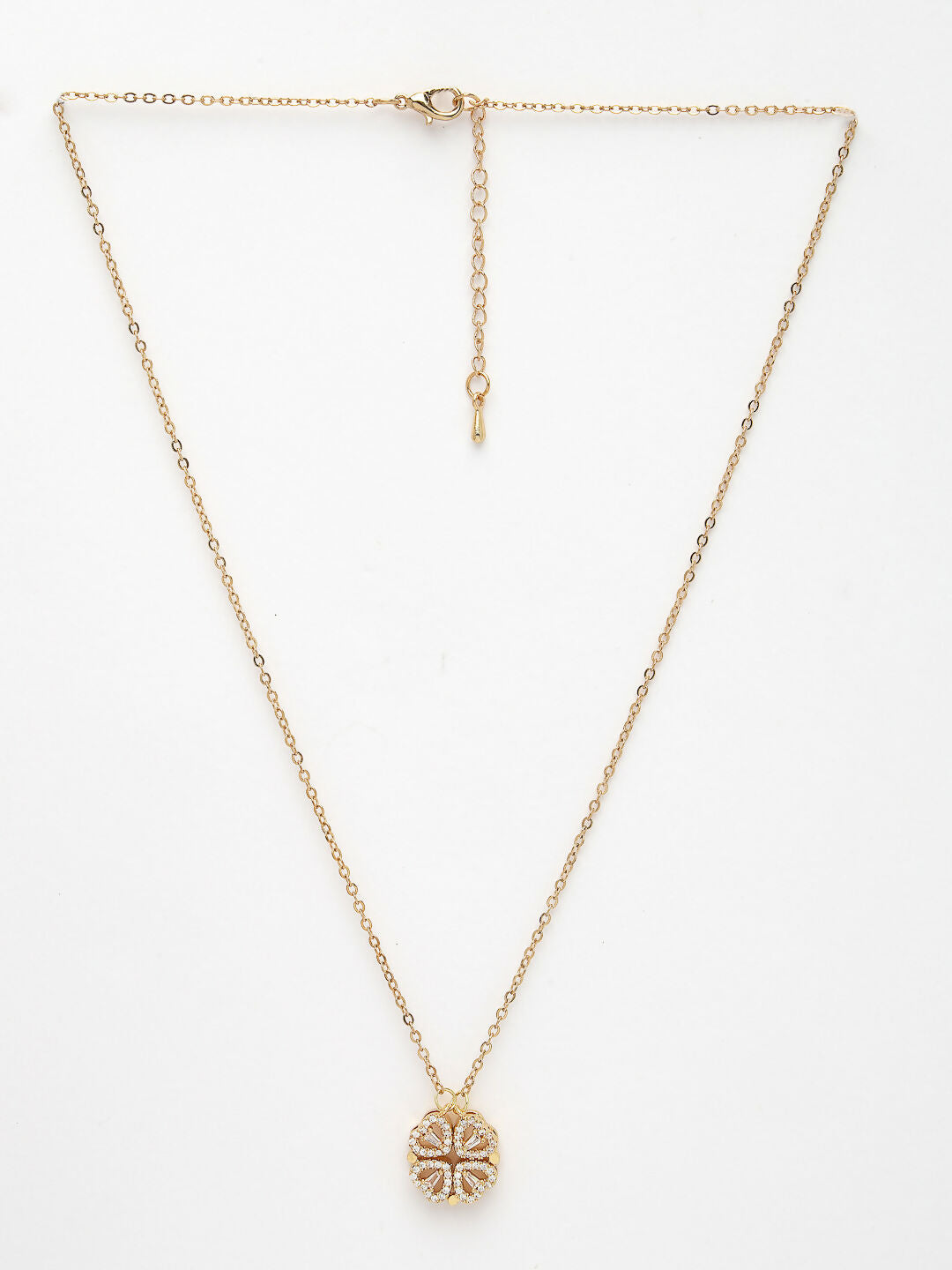 NVR Women's Rose Gold Heart Shape American Diamond Metal Chain - Distacart