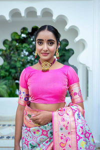 Thumbnail for Aastha Fashion Aqua Blue Woven Paithani Silk Saree with Blouse - Distacart