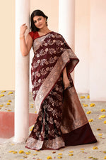 Thumbnail for Joban Fashion Coco Brown Banarasi Soft Pure Handloom Banarasi Silk Saree