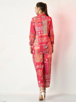 Thumbnail for Myshka Women's Pink Printed Shirt With Trousers - Distacart