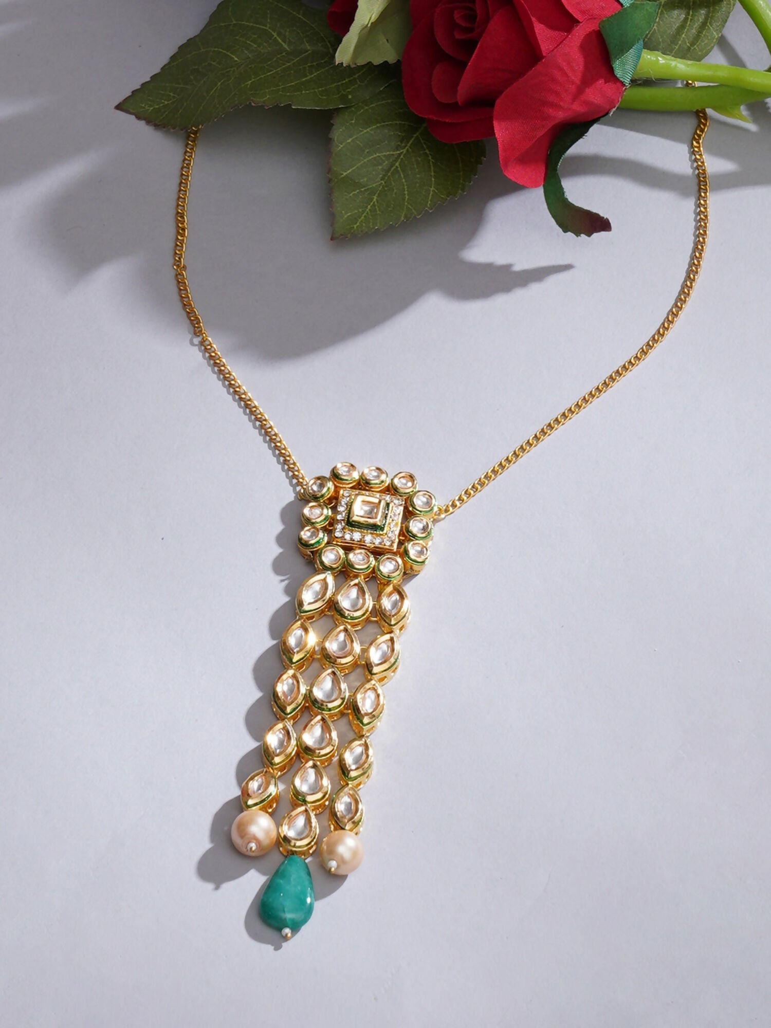 Kundan Necklace (Gold) - Ruby Raang - Distacart