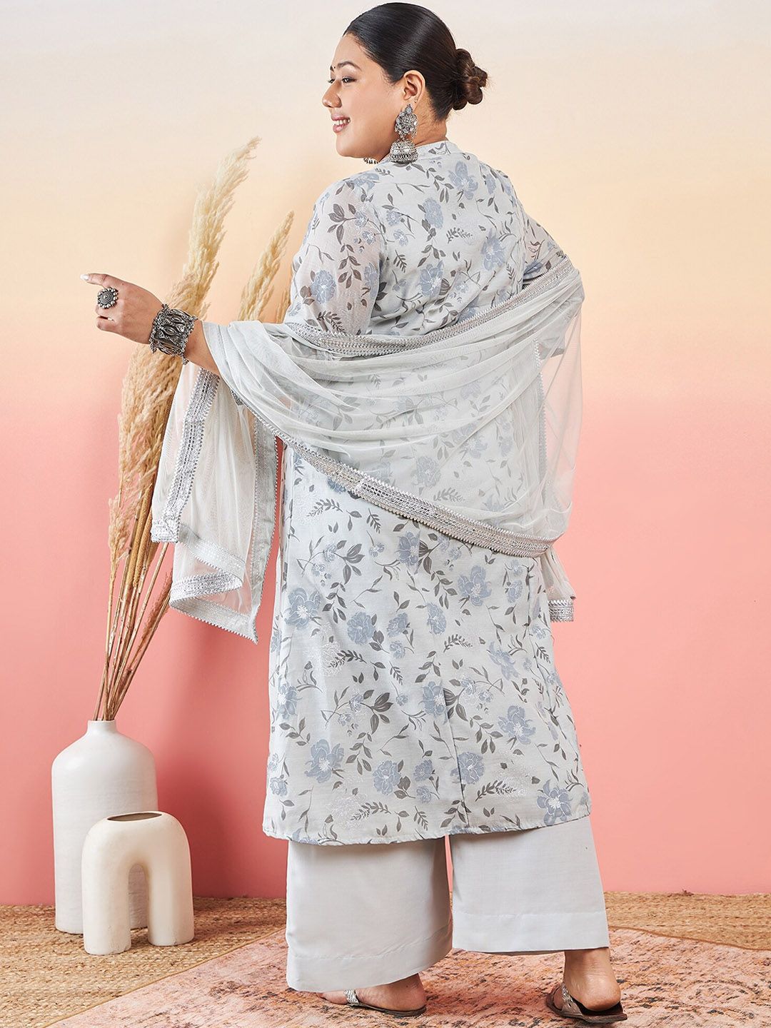 Sztori Women Floral Printed A-Line Kurta With Palazzo & Dupatta - Distacart