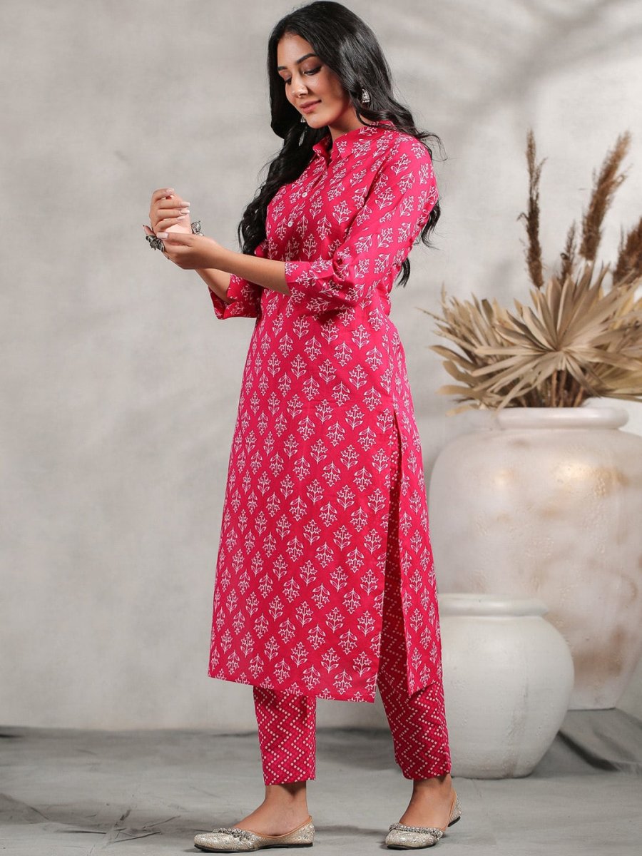 Anubhutee Ethnic Motifs Printed Pure Cotton Kurta with Trousers - Distacart