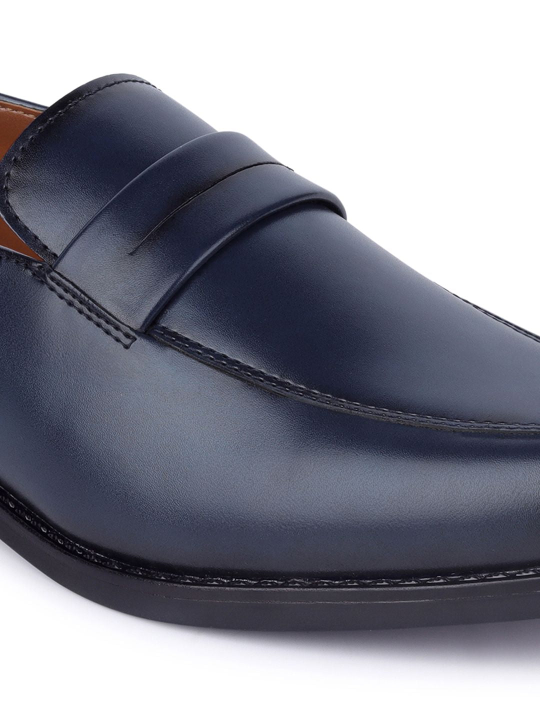 LOUIS STITCH Men Federal Blue Formal Slip-On Moccasin Shoes