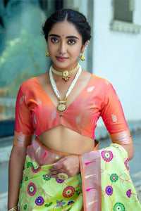 Thumbnail for Aastha Fashion Green Woven Kanjivaram Silk Saree with Blouse - Distacart
