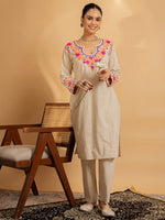Thumbnail for HOUSE OF KARI Floral Embroidered Chikankari Kurta With Palazzo - Distacart