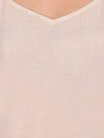 Thumbnail for Ode by House of Pataudi Striped V-Neck Pure Cotton Kurta with Trousers & Dupatta - Distacart