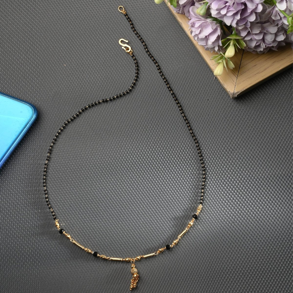 AanyaCentric Gold-plated Jewelry Combo: Elegant Short Mangalsutra, Finger Ring, and American Diamond Earrings Set - Distacart