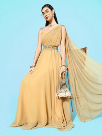 Thumbnail for Inddus Women Mustard Yellow Ethnic Maxi Dress