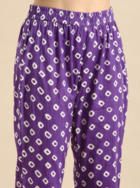 Thumbnail for Anouk Women Purple Bandhani Printed Pure Cotton Kurta with Trousers - Distacart