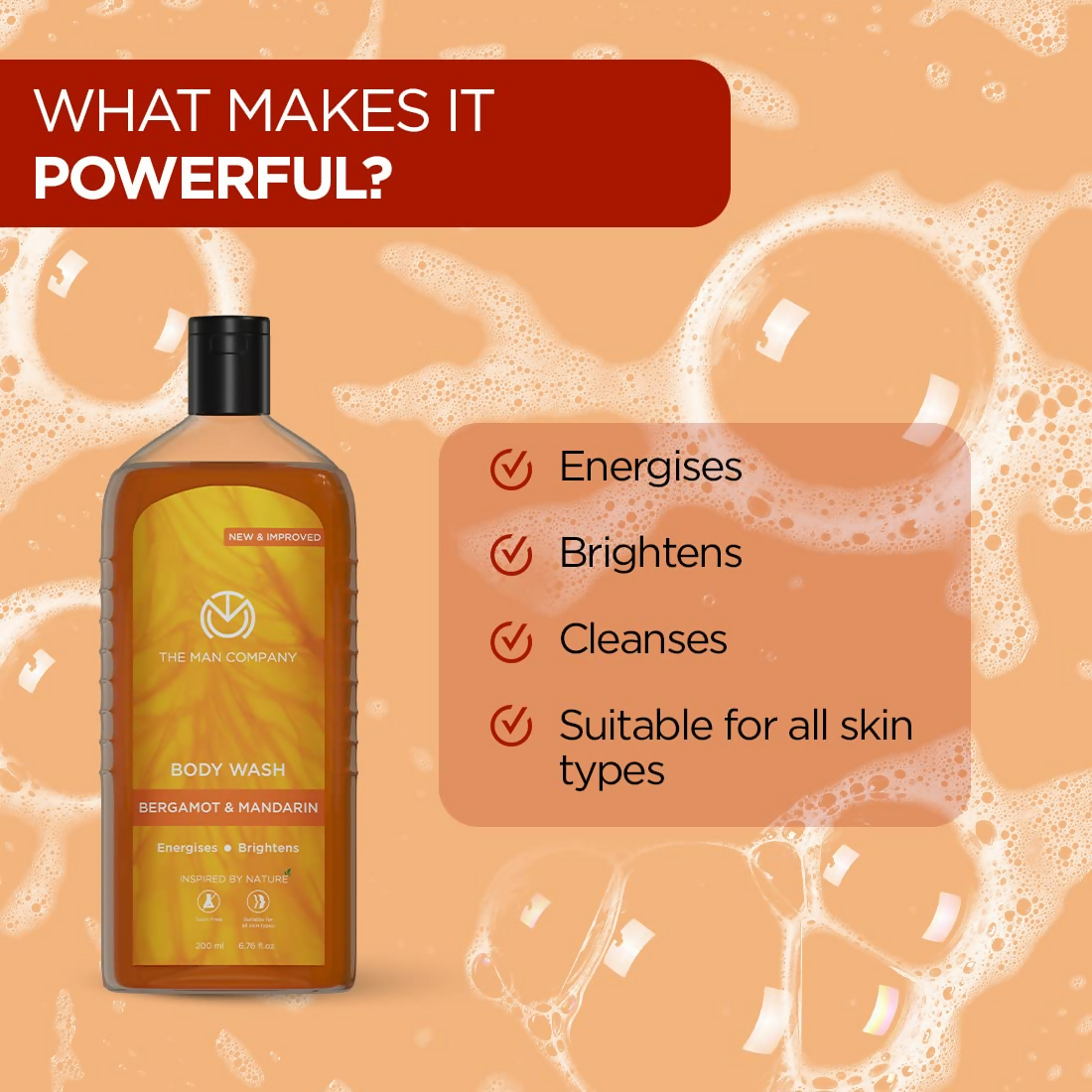 The Man Company Perfumed Body Wash- Bergamot & Mandarin Glowing & Bright Skin With Turmeric & Orange Peel Extract - Distacart
