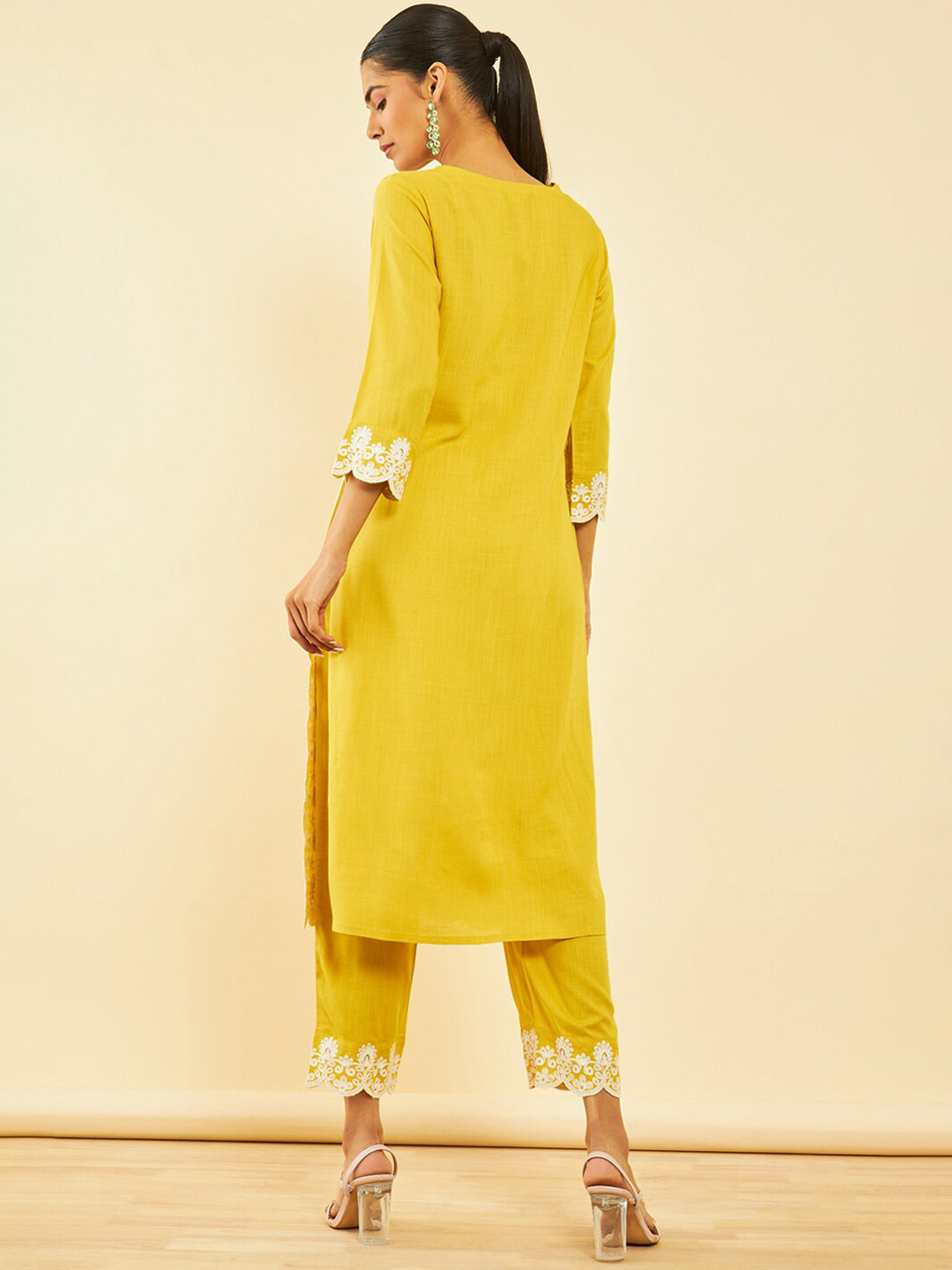 Soch Floral Embroidered Regular Thread Work Kurta with Trousers - Distacart