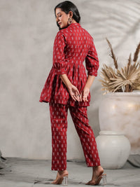 Thumbnail for Anubhutee Ethnic Motifs Printed Pleated A-Line Pure Cotton Kurti With Trousers - Distacart