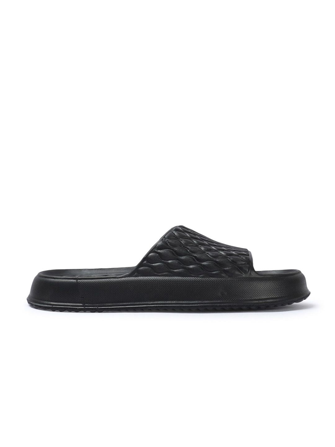 Roadster The Lifestyle Co. Men Black Textured Lightweight Slider Flip Flops