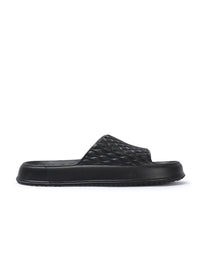 Thumbnail for Roadster The Lifestyle Co. Men Black Textured Lightweight Slider Flip Flops