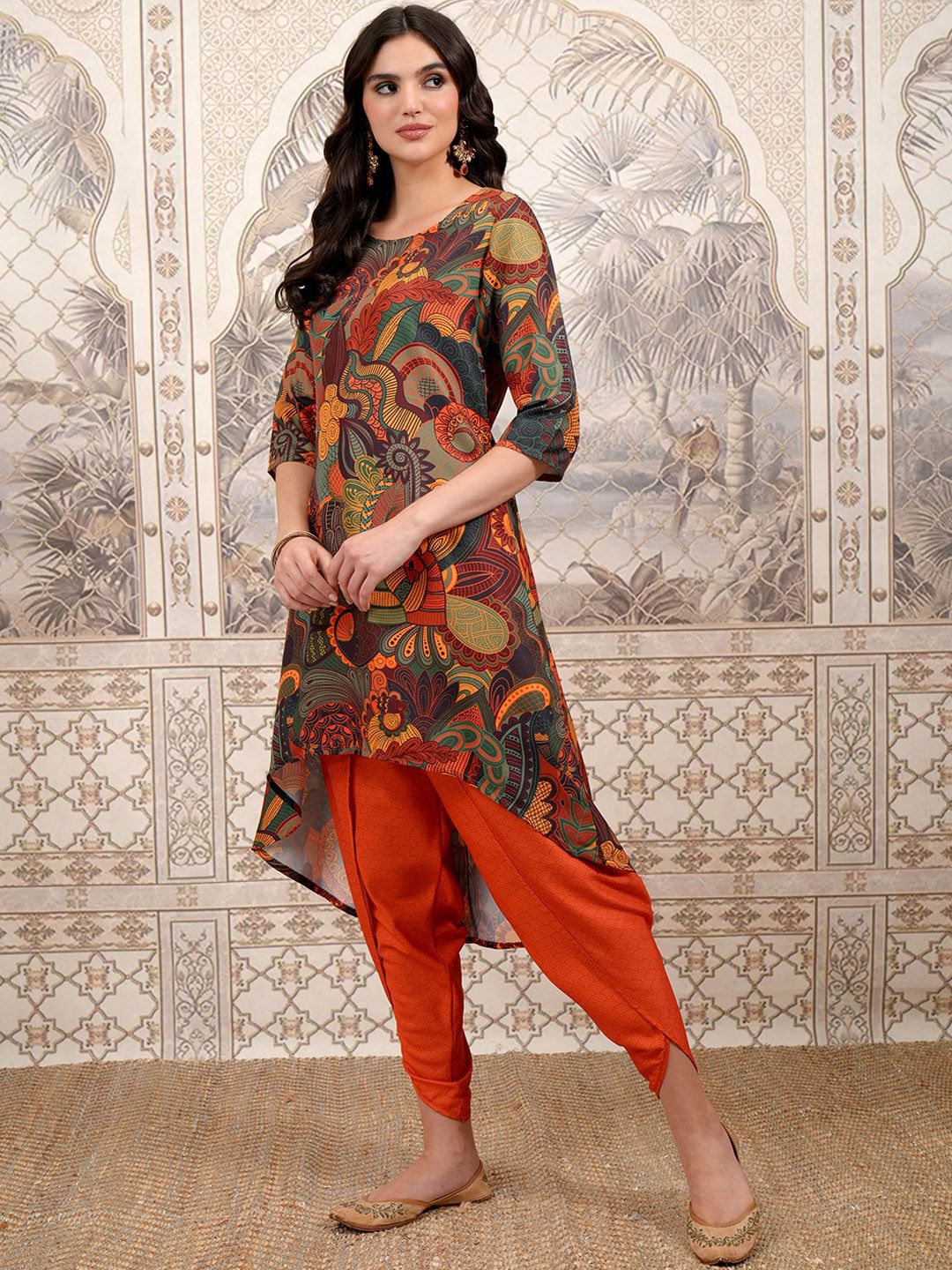 Vishudh Women Floral Printed Regular Kurta with Dhoti Pants - Distacart