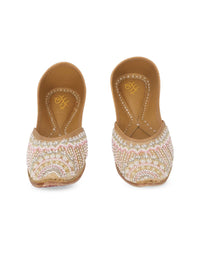 Thumbnail for House of Pataudi Ethnic Embroidered Square Toe Fabric Mojaris