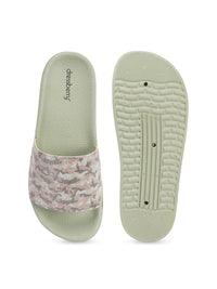 Thumbnail for DressBerry Women Green Textured Sliders