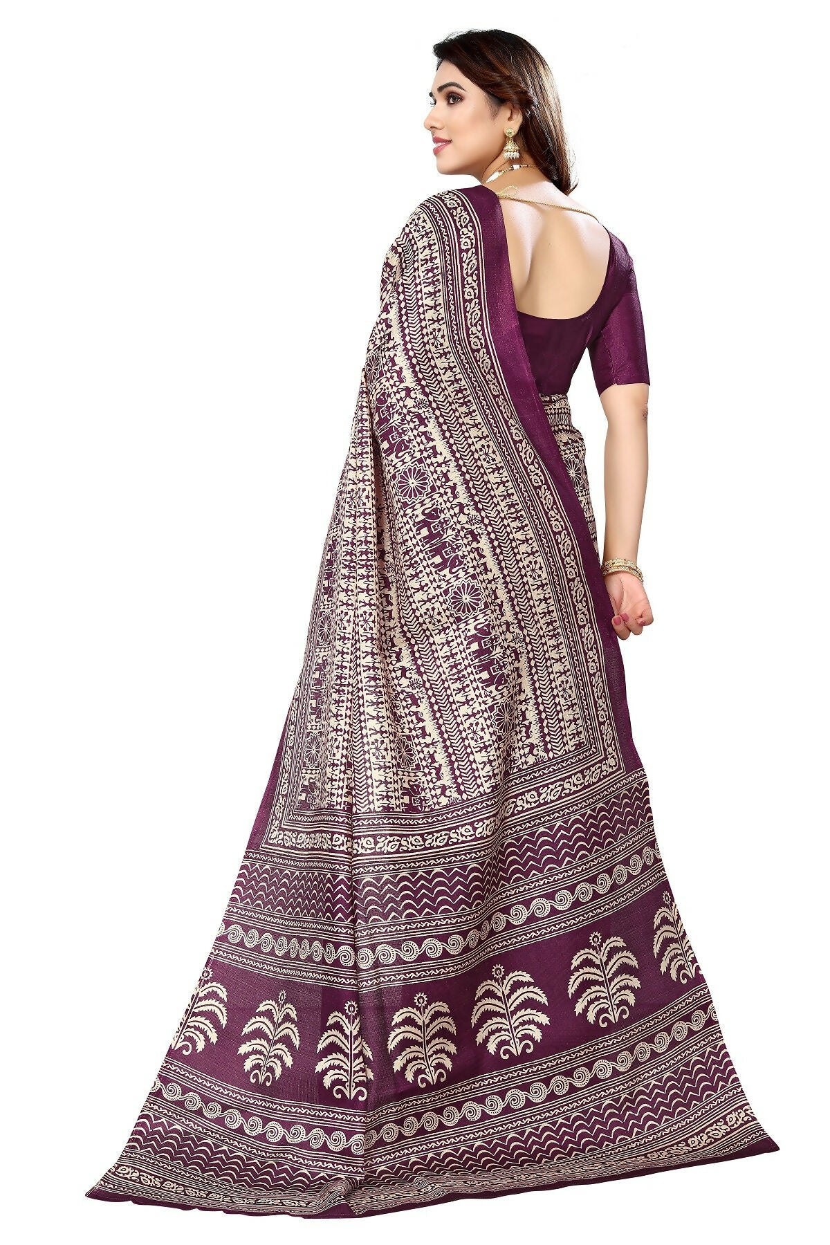 Vamika purple Printed Art Silk Saree - Distacart
