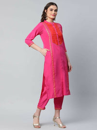 Thumbnail for Ahalyaa Womens Pink Crepe Printed Kurta Pant Set - Distacart