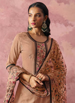 Thumbnail for Vegaa Fashion Light Orange Georgette Embroidered Salwar Suit