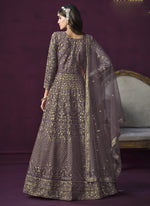 Thumbnail for Vegaa Fashion Designer Purple Net Embroidery Anarkali Suit