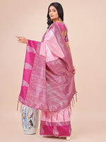 Thumbnail for Aanika Women Light Pink Linen Cotton Saree With UnStiched Blouse - Distacart