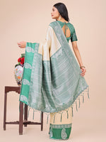 Thumbnail for Aanika Women Cream Linen Cotton Saree With UnStiched Blouse - Distacart