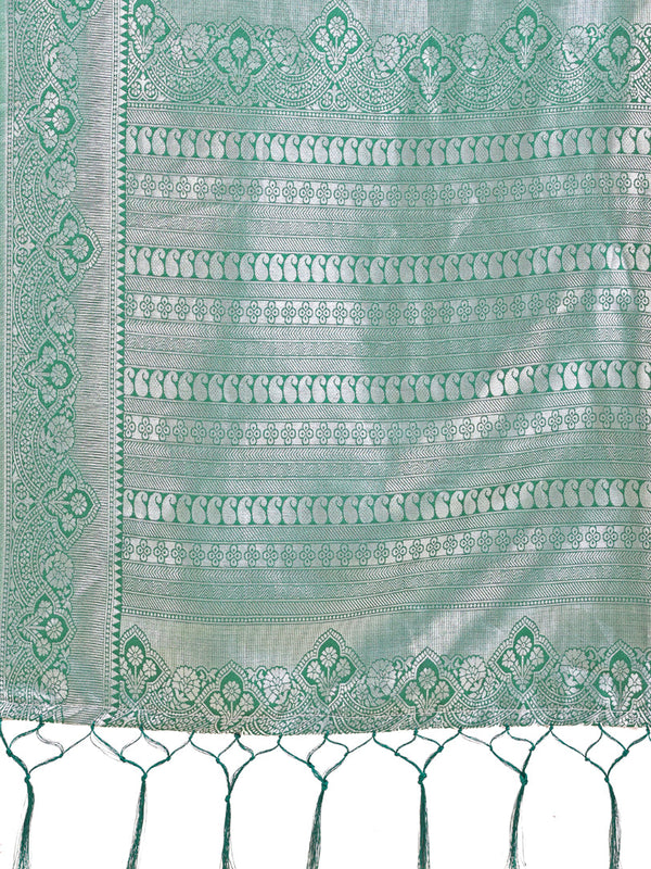 Aanika Women Cream Linen Cotton Saree With UnStiched Blouse - Distacart