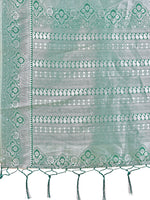 Thumbnail for Aanika Women Light Green Linen Cotton Saree With UnStiched Blouse - Distacart
