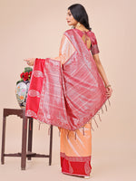 Thumbnail for Aanika Women Peach Linen Cotton Saree With UnStiched Blouse - Distacart