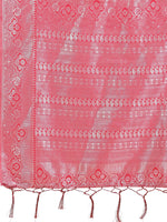 Thumbnail for Aanika Women Peach Linen Cotton Saree With UnStiched Blouse - Distacart