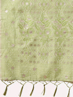 Thumbnail for Aanika Women Light Green Cotton Saree With UnStiched Blouse - Distacart